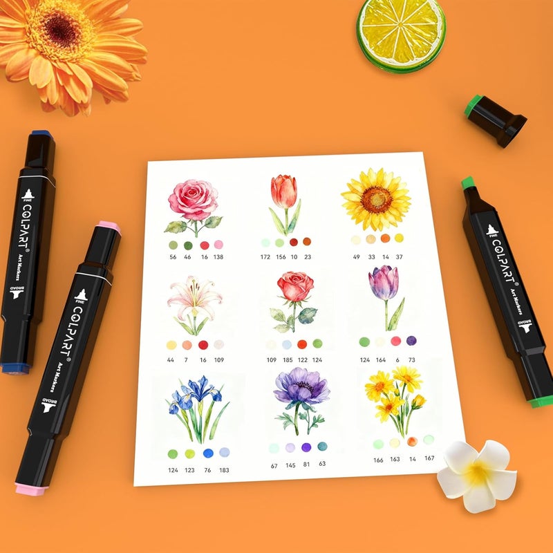 colart 120 Colors Alcohol Markers Set Dual Tip Art Markers for Kids Marker Pens with Pen Holder and Case for Adult Painting Supplies Perfect for Painting, Coloring Book, Sketching and Drawing - Image 3
